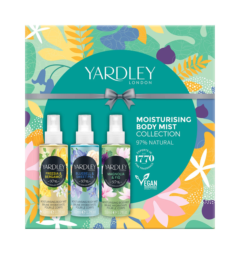 Yardley Contemporary Fragrance Gift Set 50ml Freesia  Bergamot Body Mist + 50ml Bluebell  Sweet Pea Body Mist + 50ml Magnolia  Fig Body Mist
