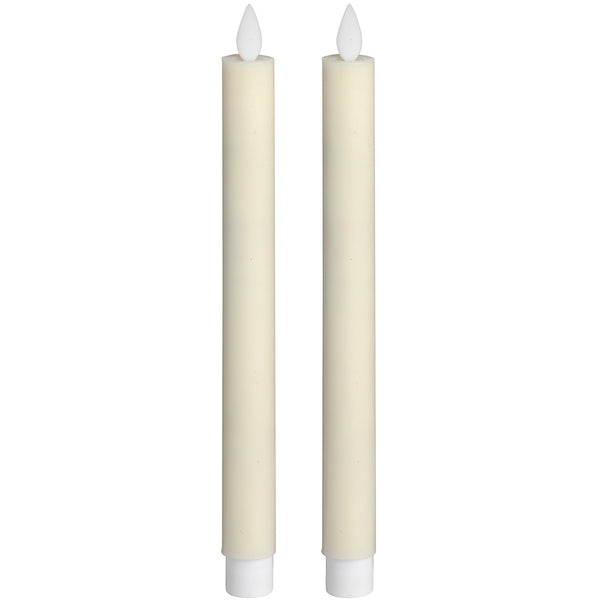 Pair Of Cream Luxe Flickering Flame LED Wax Dinner Candles