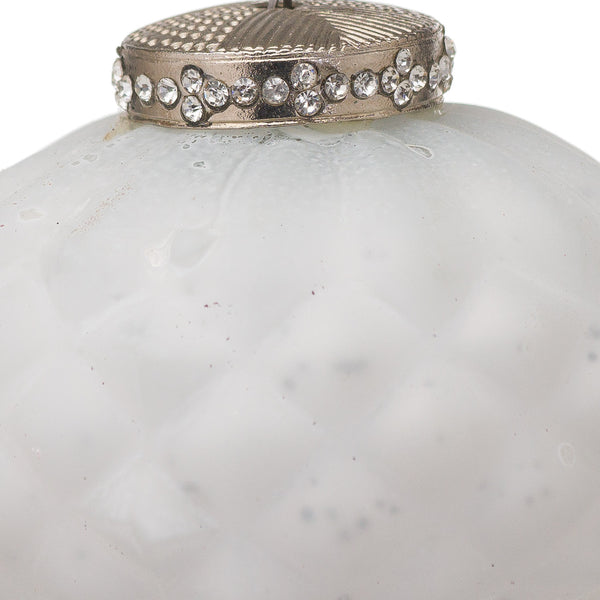 The Noel Collection White Textured Small Hanging Bauble