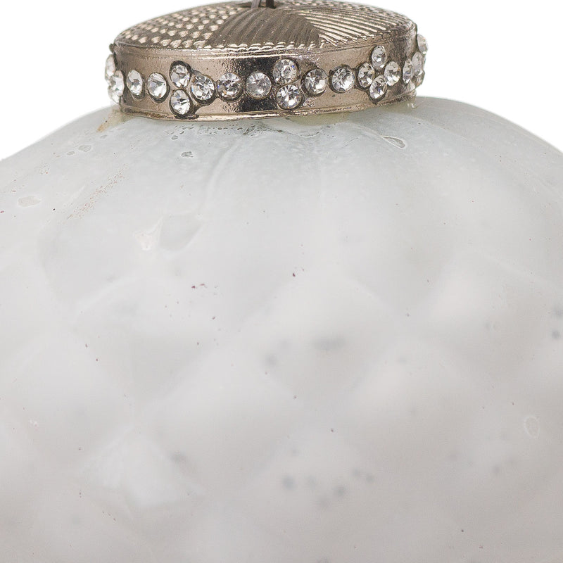 The Noel Collection White Textured Small Hanging Bauble