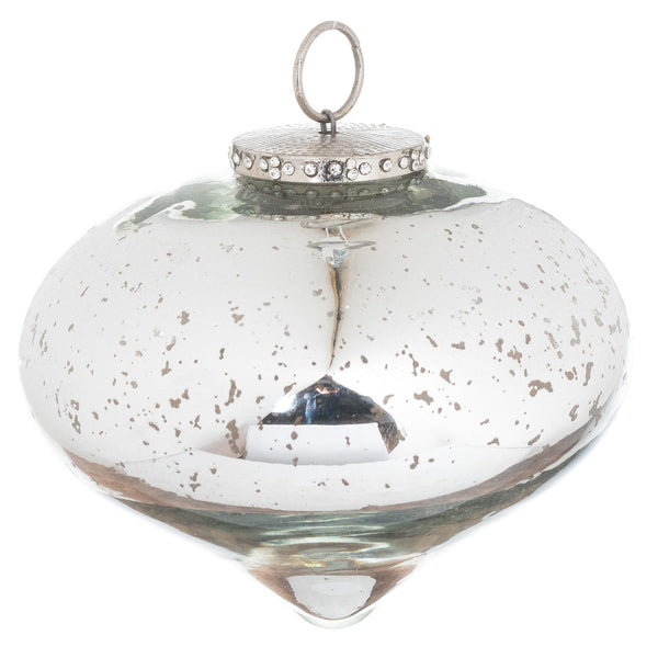 The Noel Collection Large Silver Christmas Teardrop Bauble