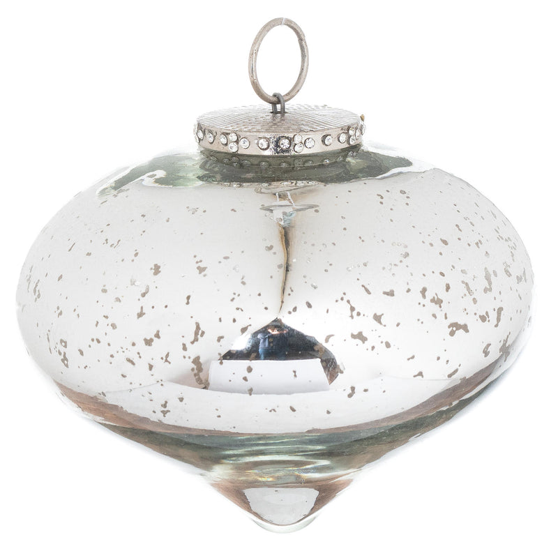 The Noel Collection Large Silver Christmas Teardrop Bauble