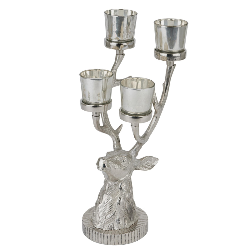 Silver Stag Four Tealight Holder