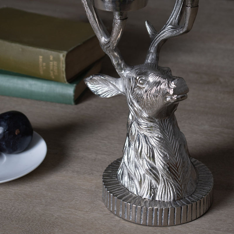 Silver Stag Four Tealight Holder