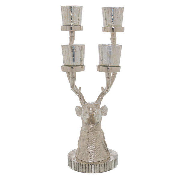 Tall Silver Stag Six Tealight Holder