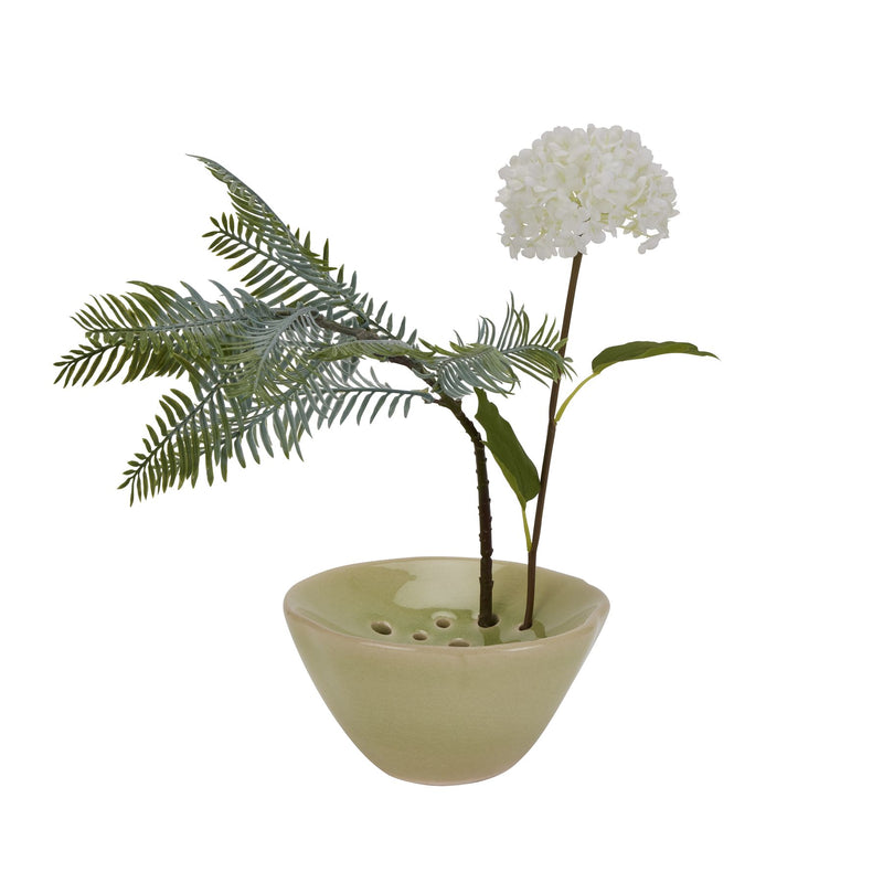 Light Green Ceramic Flower Frog With Lid