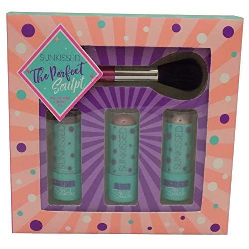 Sunkissed The Perfect Sculpt Gift Set 4 Pieces (1 x 8.5g Contour Stick
1 x 8.5g Blush Stick
1 x 8.5g Highlight Stick
1 x Blending Brush)