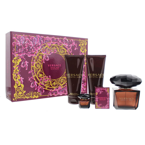 Versace Crystal Noir Gift Set 90ml EDT + 100ml Body Lotion + 100ml Shower Gel + 5ml EDT