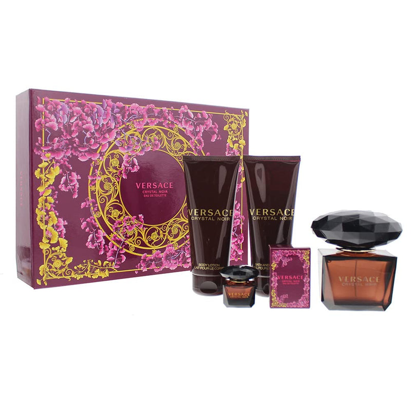 Versace Crystal Noir Gift Set 90ml EDT + 100ml Body Lotion + 100ml Shower Gel + 5ml EDT
