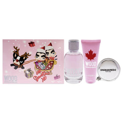 DSquared² Wood For Her X-mas21 Gift Set 100ml EDT + 100ml Shower Gel + Wallet