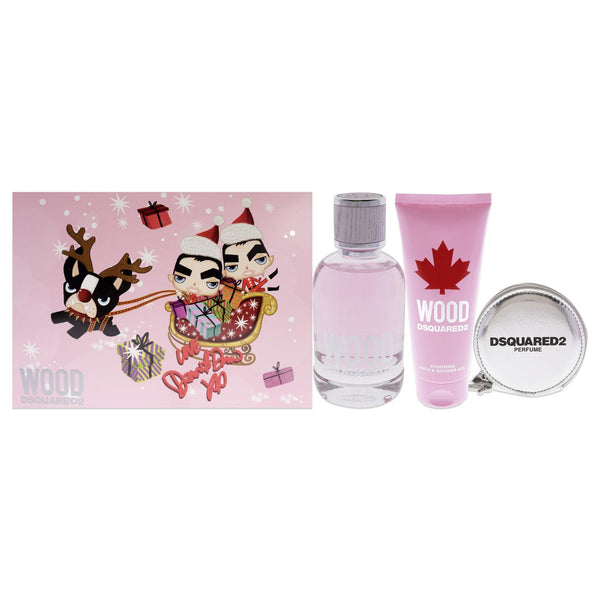DSquared² Wood For Her X-mas21 Gift Set 100ml EDT + 100ml Shower Gel + Wallet