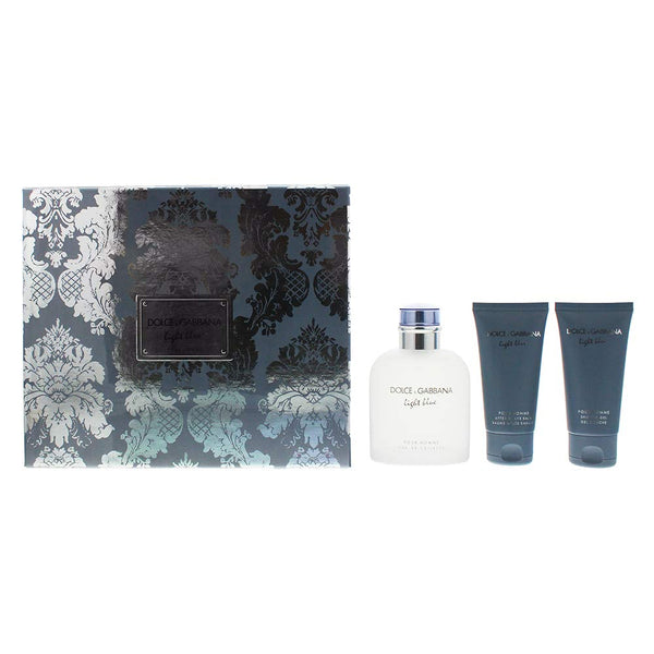 Dolce  Gabbana Light Blue Pour Homme Gift Set 125ml EDT + 50ml Aftershave Balm + 50ml Shower Gel