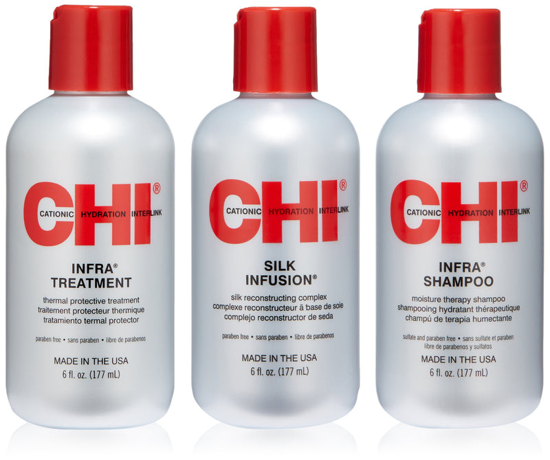 CHI Infra Trio Gift Set 177ml Infra Shampoo + 177ml Infra Treatment + 177ml Silk Infusion