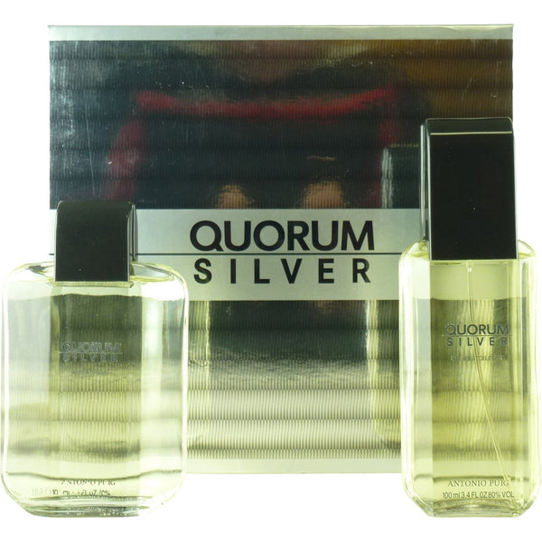 Antonio Puig Quorum Silver Gift Set 100ml EDT + 100ml Aftershave