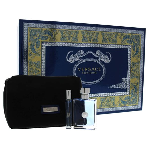 Versace pour Homme Gift Set 100ml EDT + 10ml EDT + Toiletry Bag