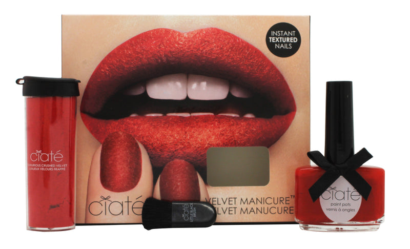 Ciate Velvet Manicure Scarletmitten Gift Set 13.5ml Boudoir Nail Polish + 8.5g Red Crushed Velvet Powder + Little Black Brush