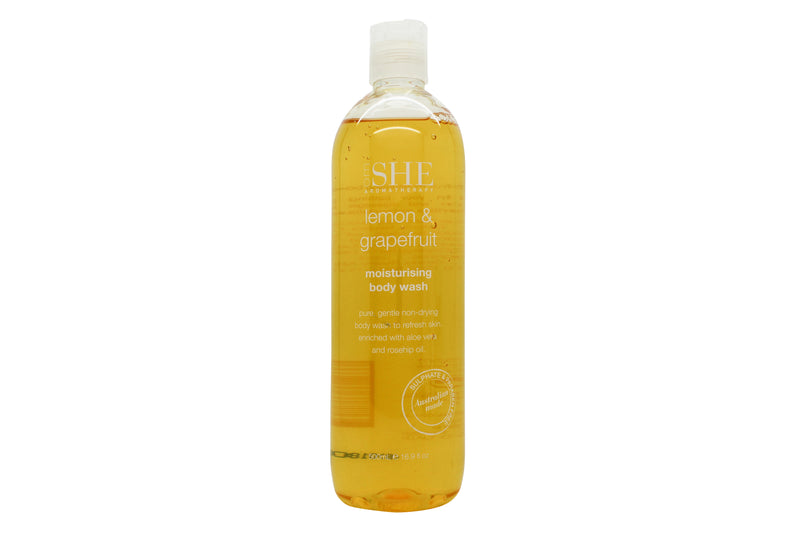 Om She Aromatherapy Lemon  Grapefruit Moisturising Body Wash 500ml