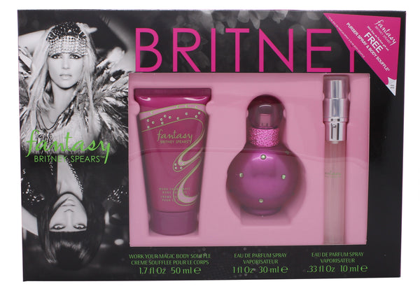 Britney Spears Fantasy Gift Set 30ml EDP Spray + 50ml Body Souffle + 10ml EDP Spray